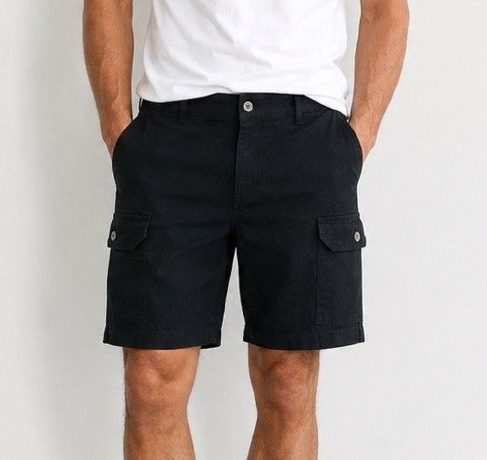 Chaps NEW Cargo Shorts Men's 34 Black 9" Inseam Seacoast Wash Stretch Waist NWT